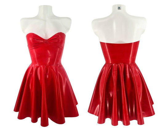 Latex bandeau skater dress (with or without neck strap) - Lottielatex - latex clothing handmade in Belgium