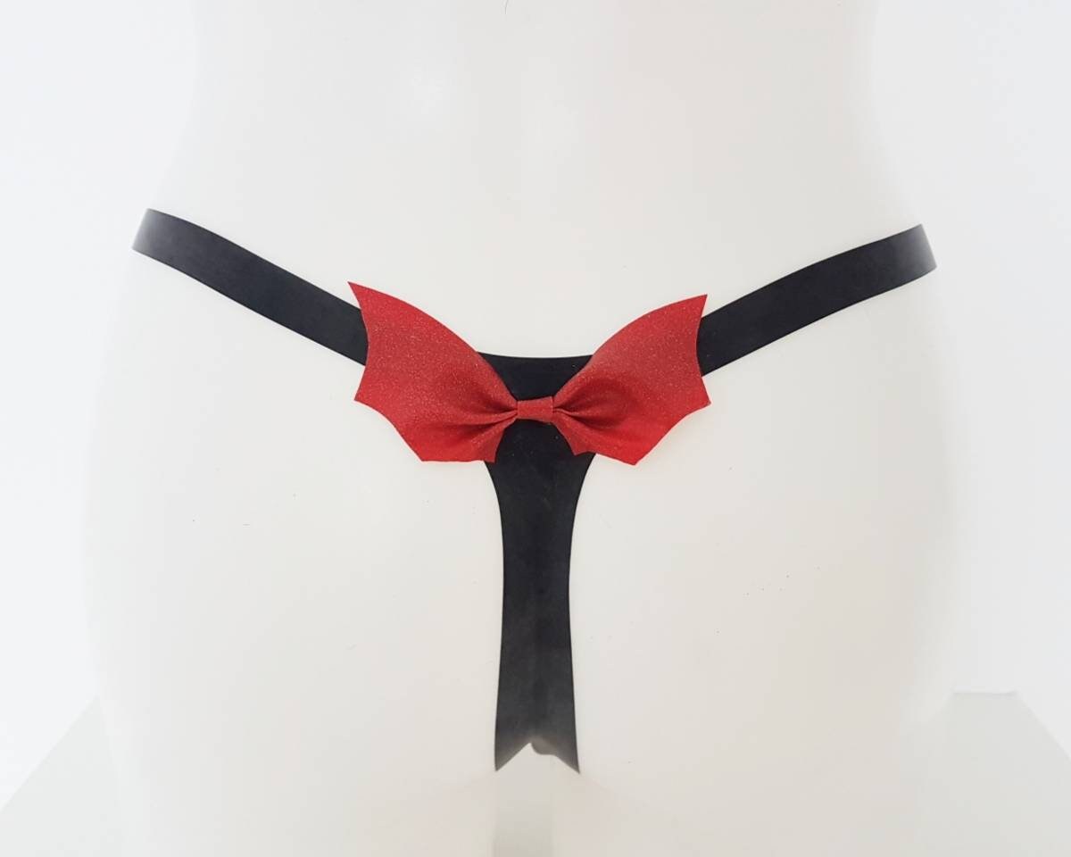 Latex thong with bat bow - Lottielatex