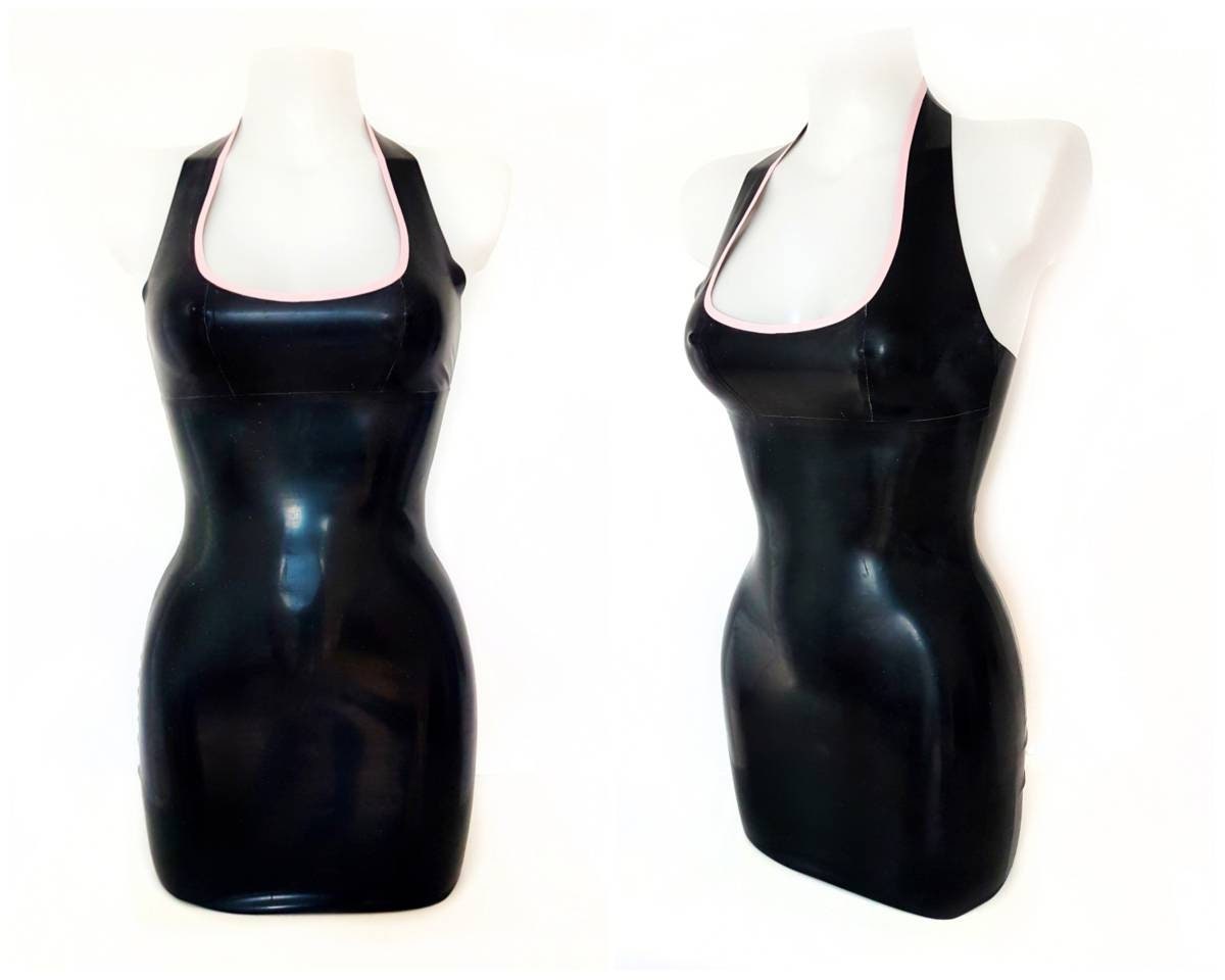 XS-3XL Mini robe dos nu en latex