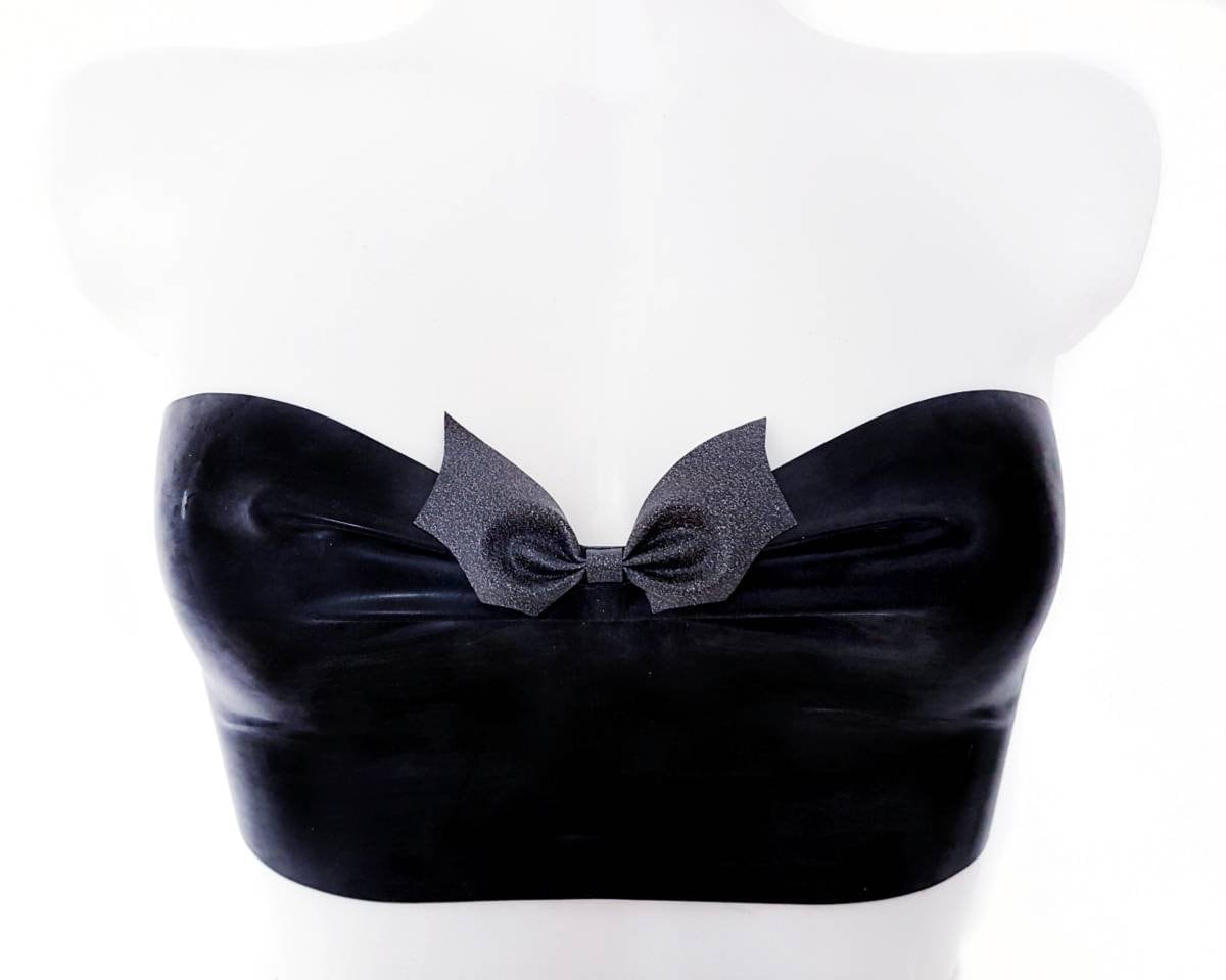 Latex bat bow bandeau top (glitter) - Lottielatex