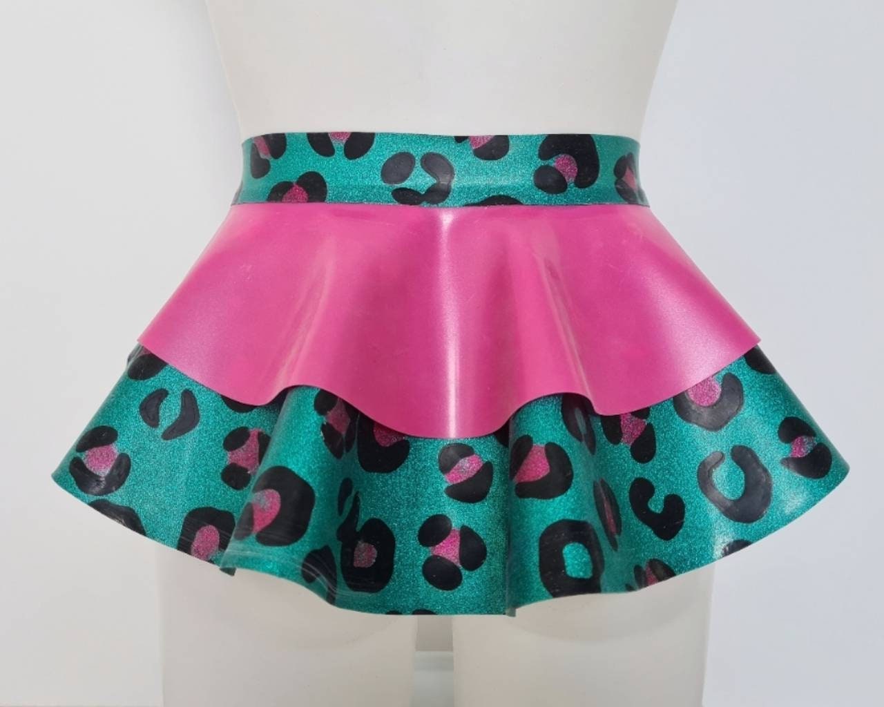 Glitter/pattern latex 2 layer peplum belt - Lottielatex