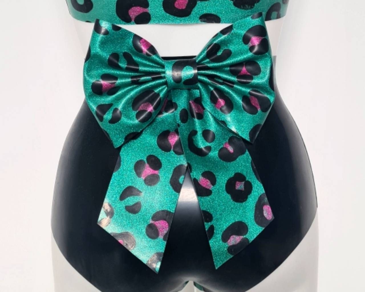 Glitter/pattern latex big bow belt - Lottielatex