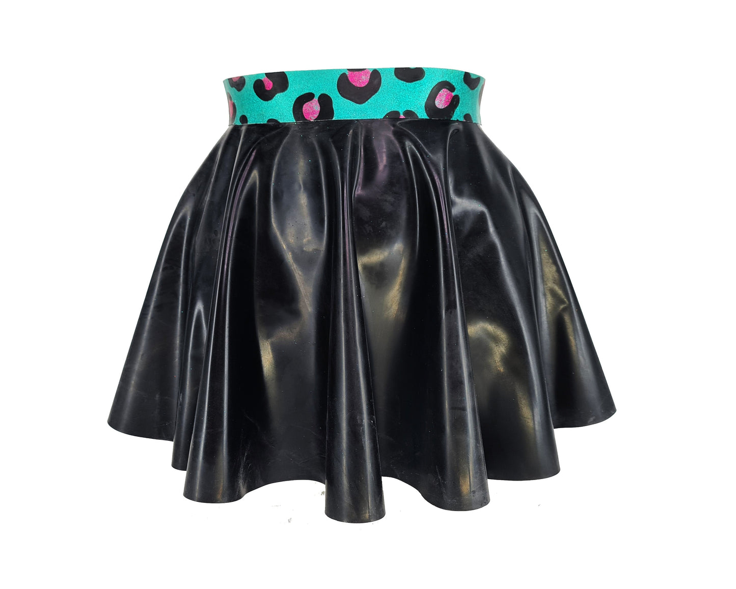 Latex full circle skater skirt with glitter/pattern latex waistband - Lottielatex