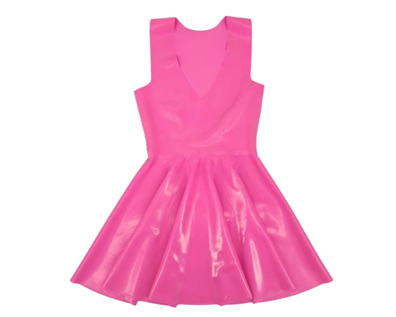 XS-3XL Mini robe patineuse en latex à col en V