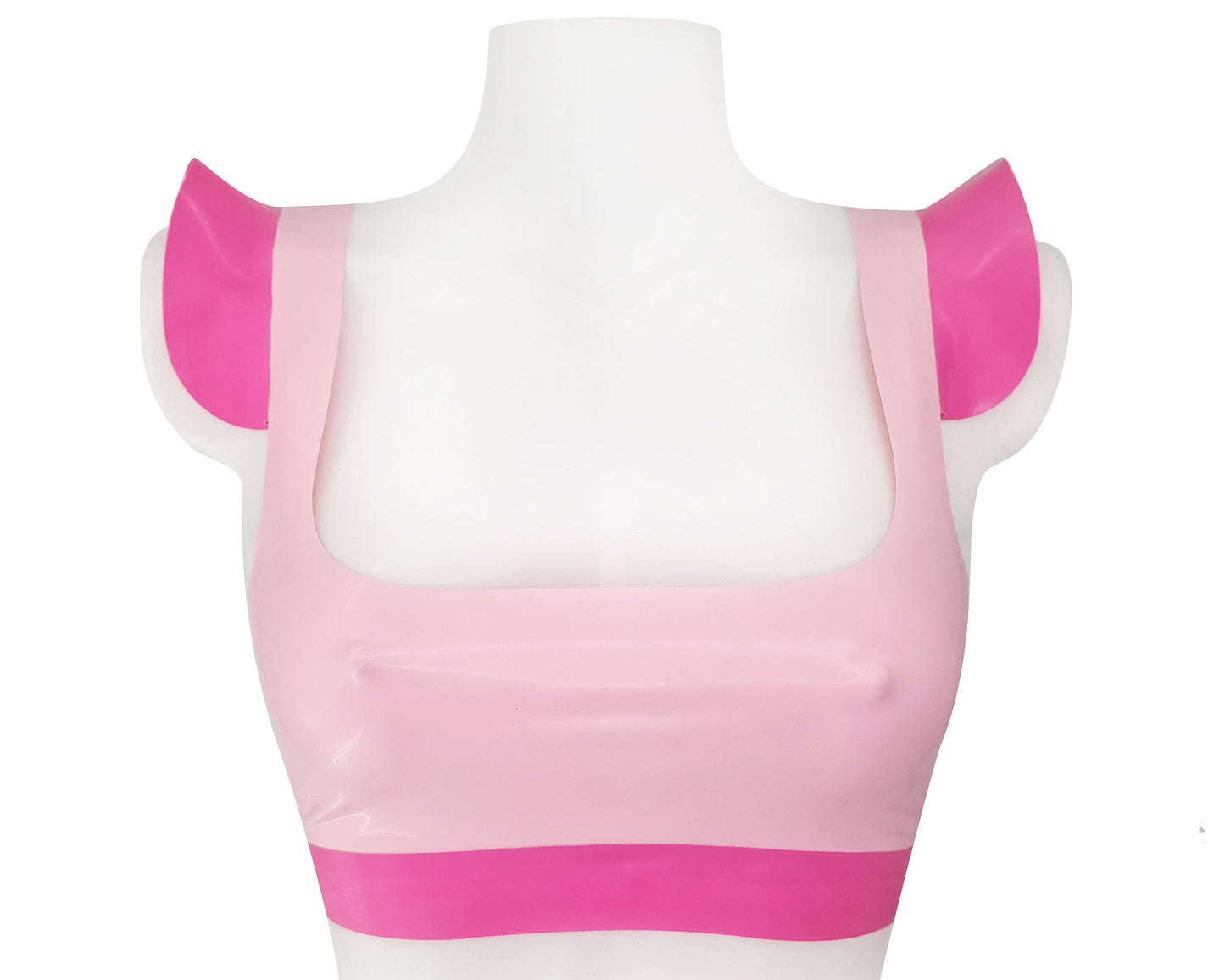 Latex crop top with shoulder ruffles - Lottielatex