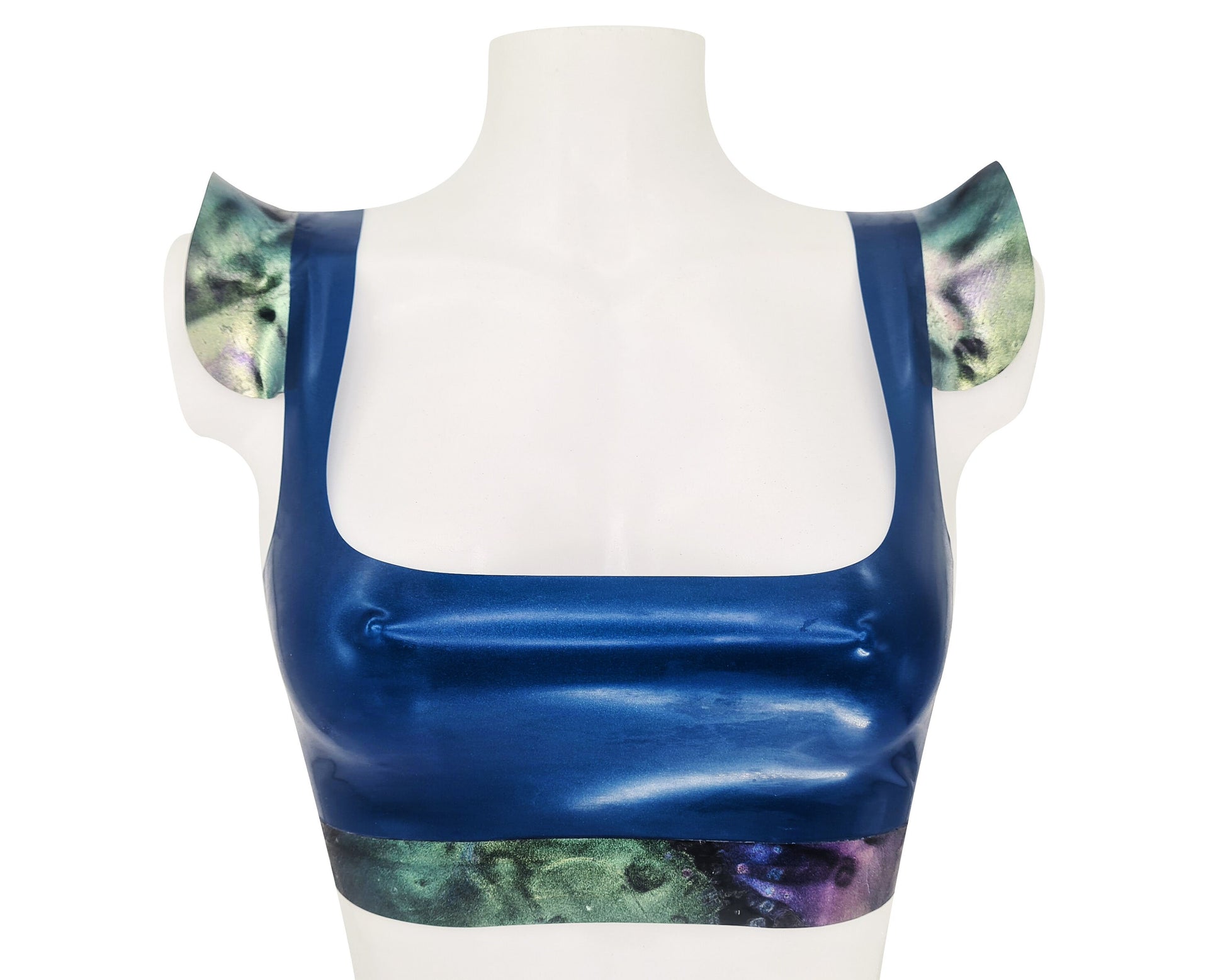Latex crop top with glitter/pattern latex ruffles - Lottielatex
