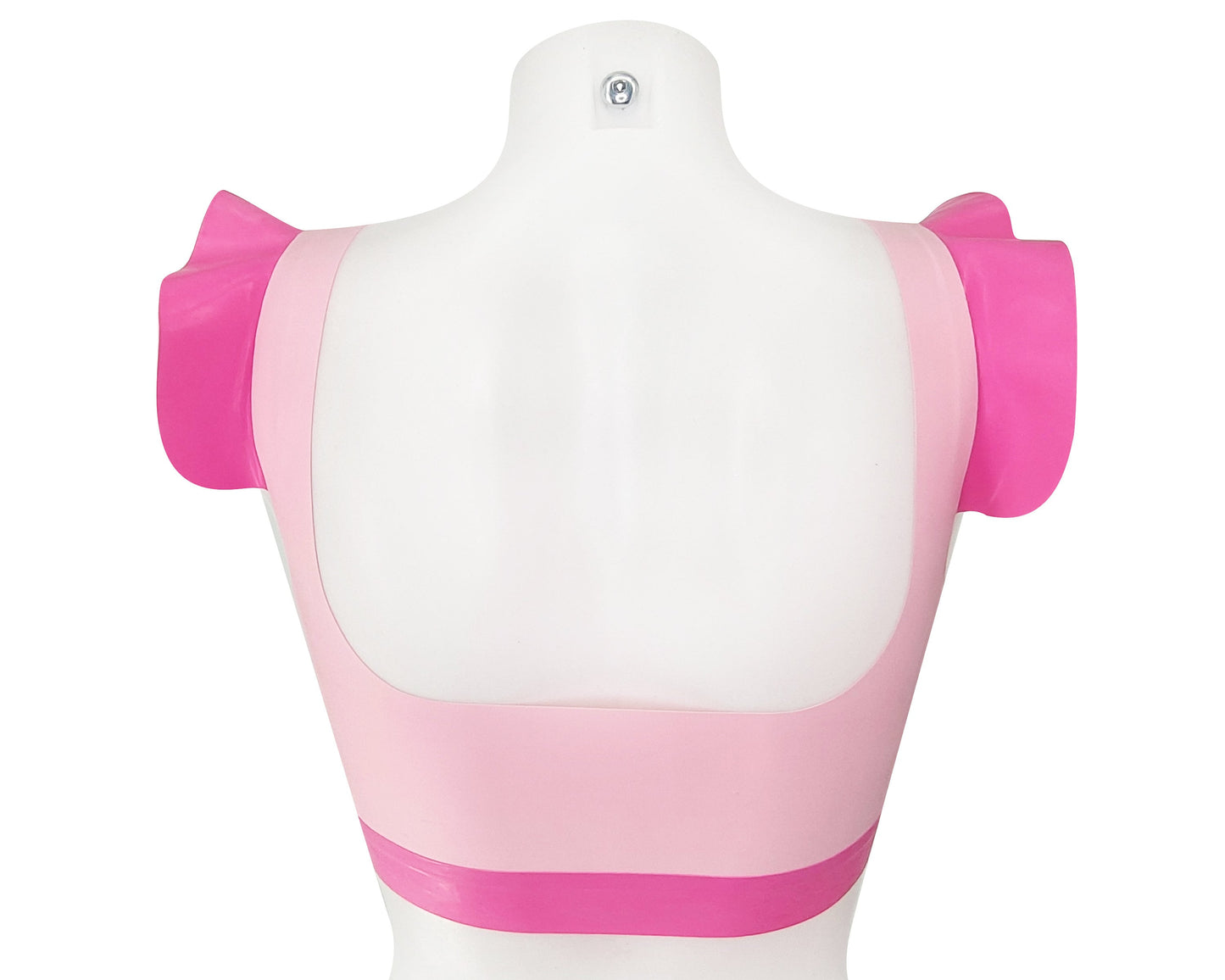 Latex crop top with shoulder ruffles - Lottielatex
