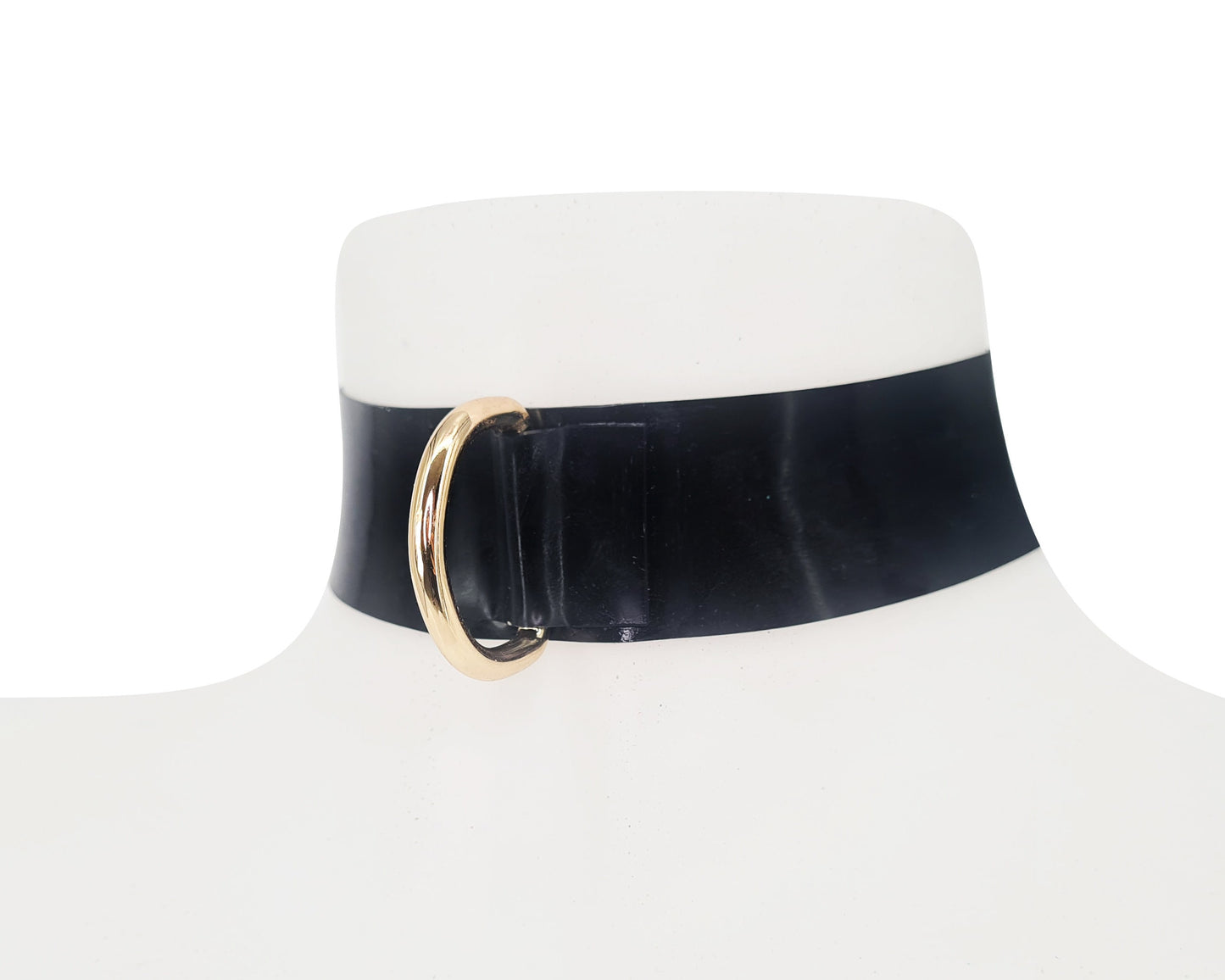 Latex D-ring choker / glitter available (silver, gold or rainbow ring) - Lottielatex
