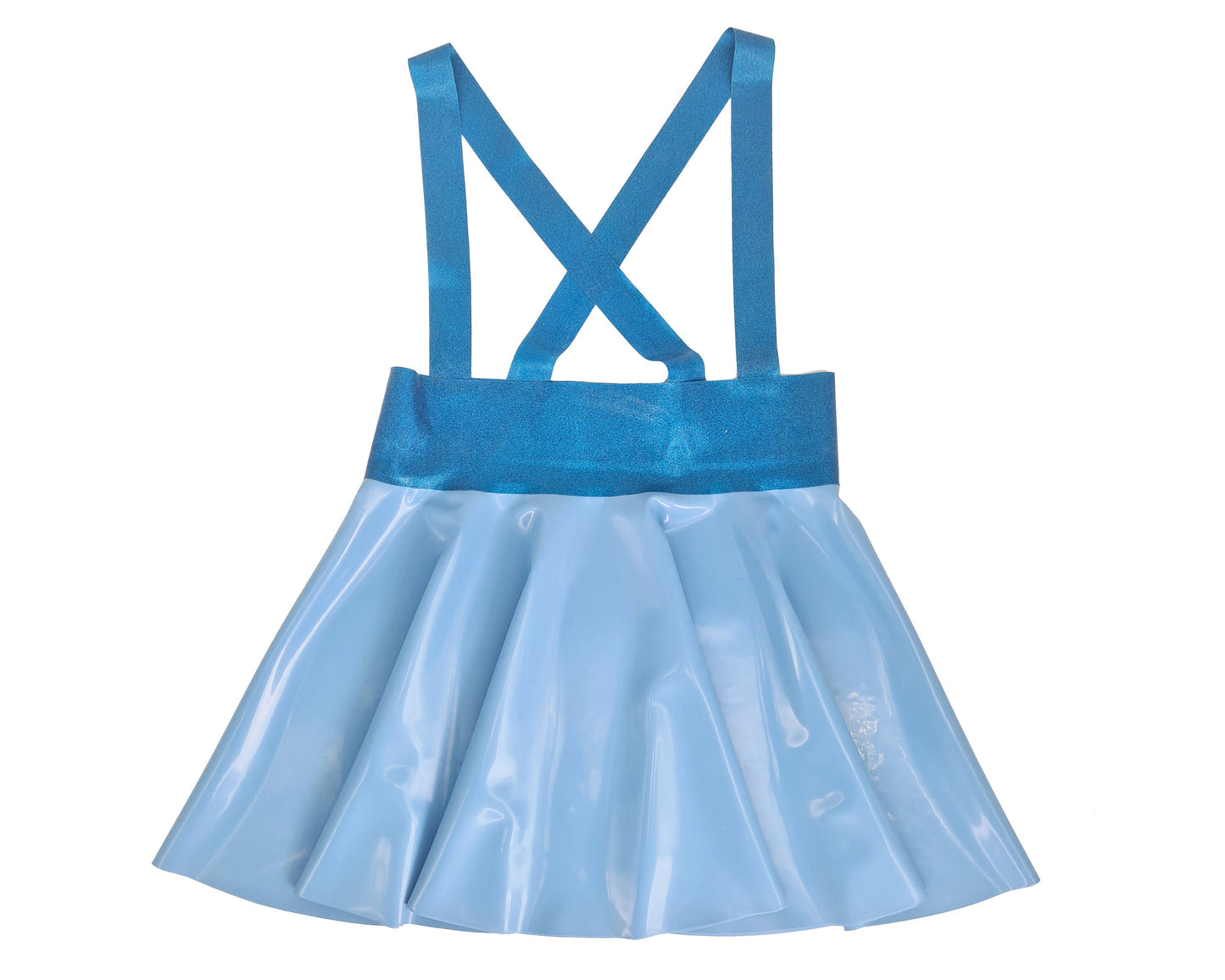 Custom latex high waist mini skater skirt with braces (leopard/glitter/marble...) - Lottielatex