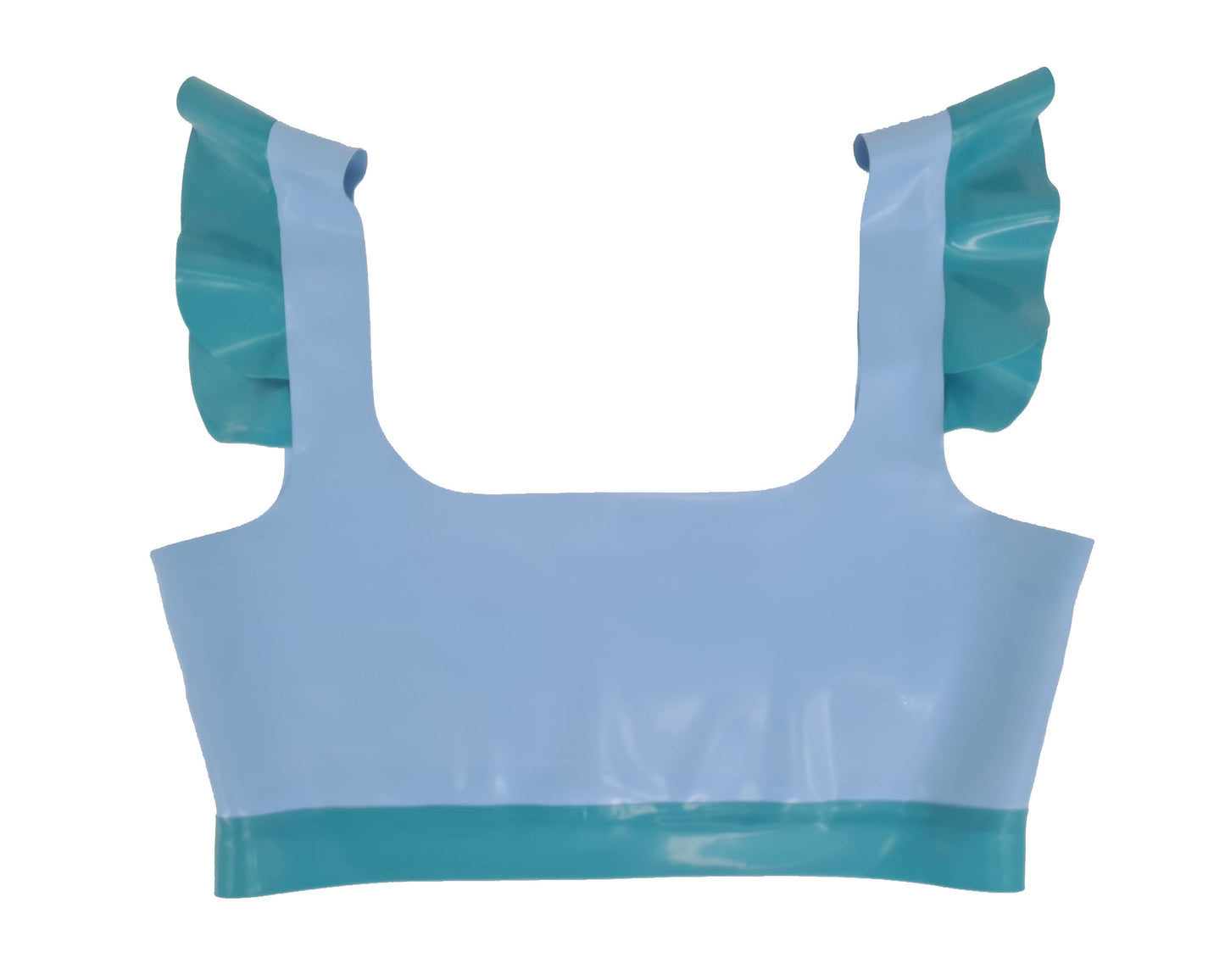 Latex crop top with shoulder ruffles - Lottielatex