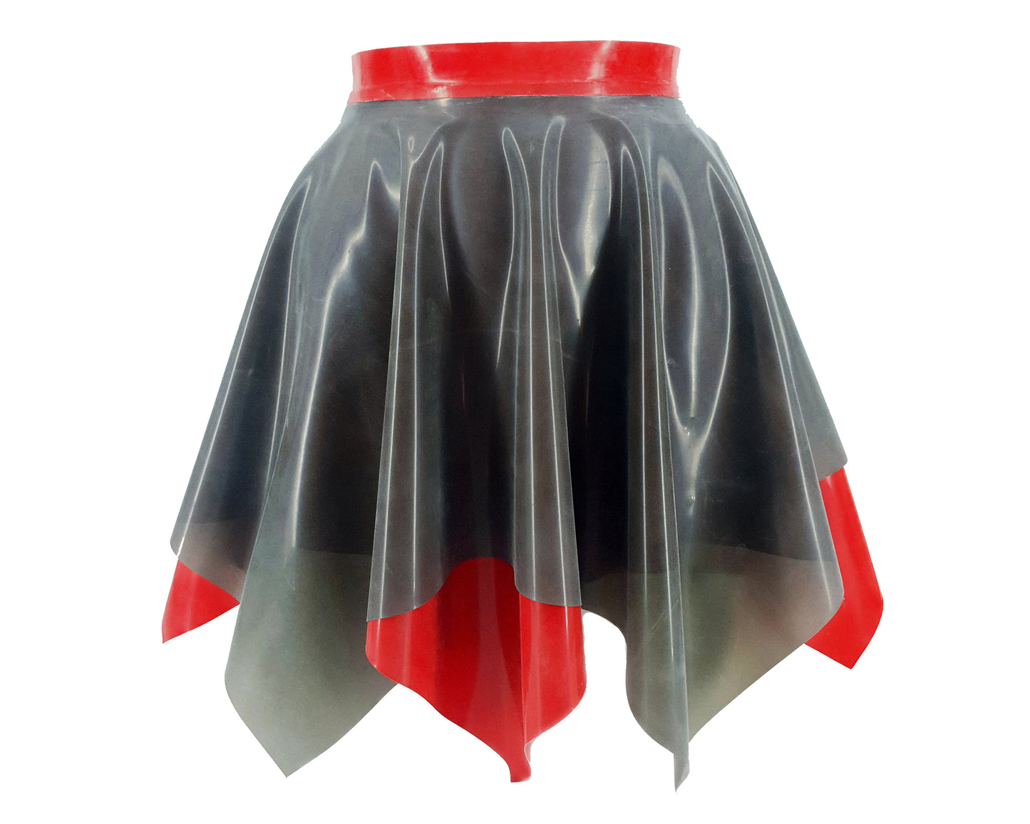 Latex 2 layered full circle skater skirt with pointed edges