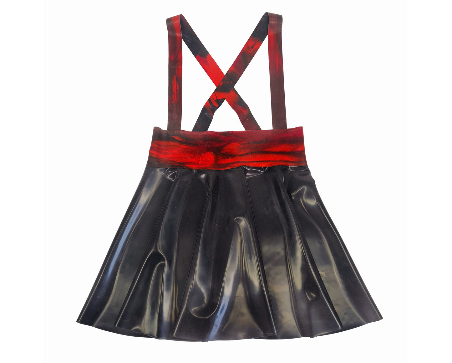 Halloween latex high waist mini skater skirt with braces