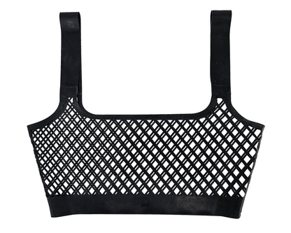 Lasercut latex fishnet crop top