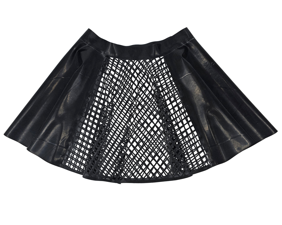 Lasercut latex fishnet panelled full circle skater skirt – Lottielatex