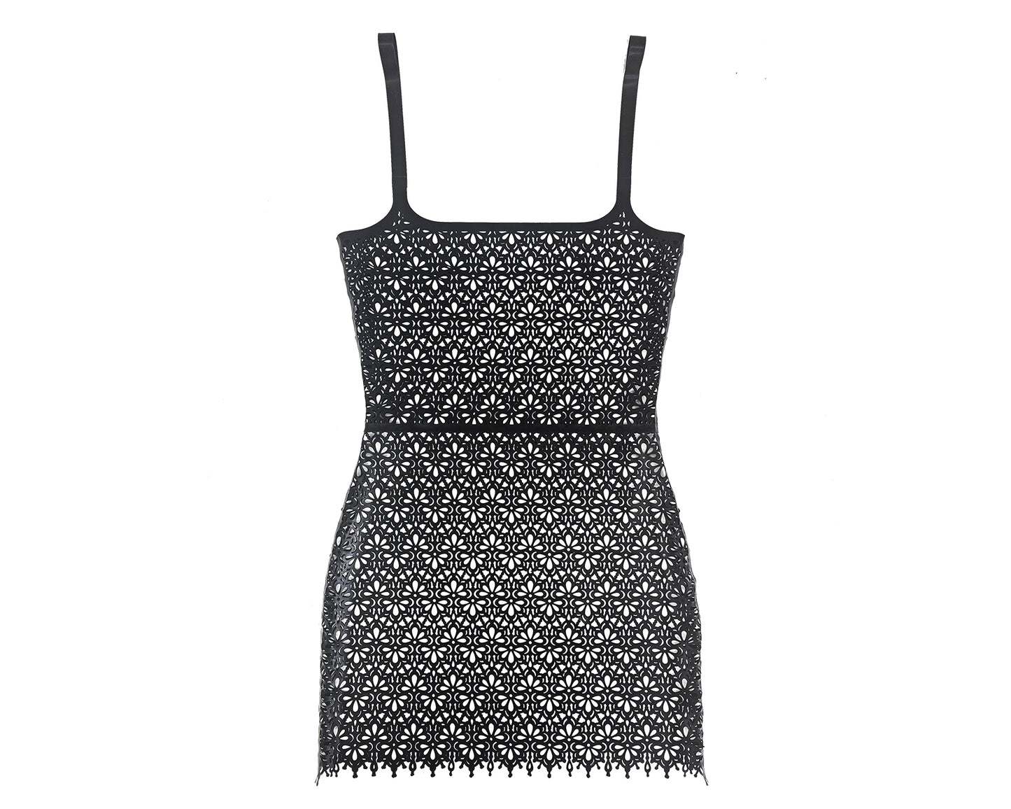 Latex lace cami mini dress