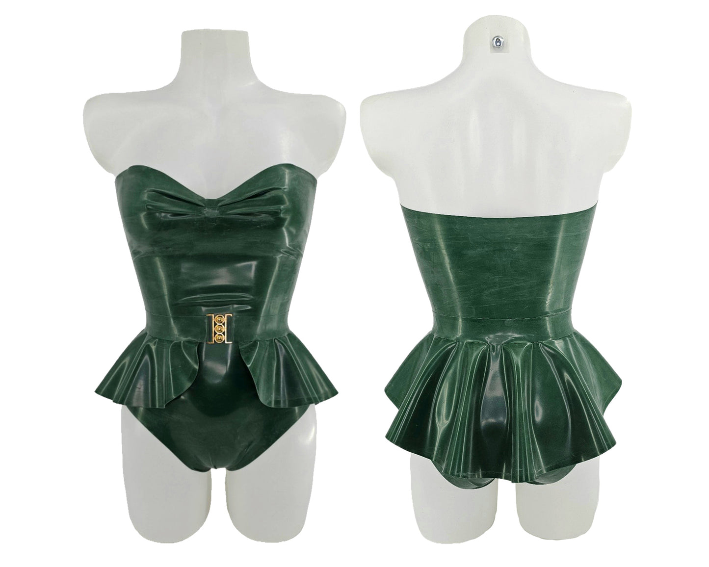 Ensemble body en latex et ceinture péplum