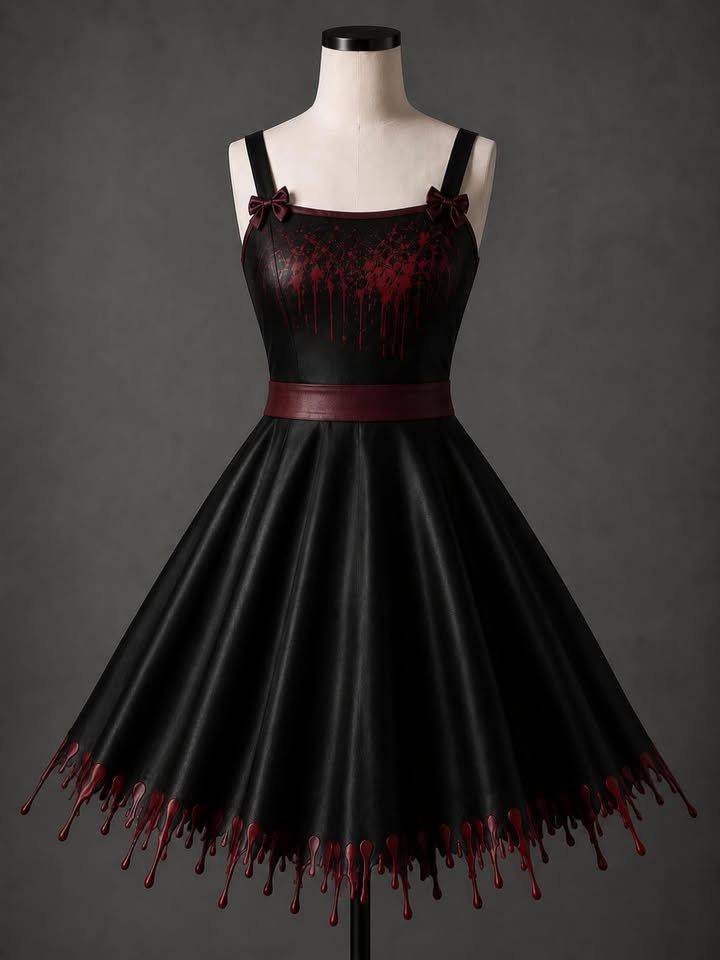 custom listing Latex skater dress with drips and bows - Lottielatex