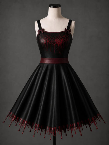 custom listing Latex skater dress with drips and bows - Lottielatex