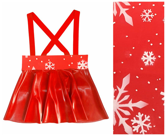 CLEARANCE Sizes XS-XL Christmas latex high waist full circle mini skater skirt with braces