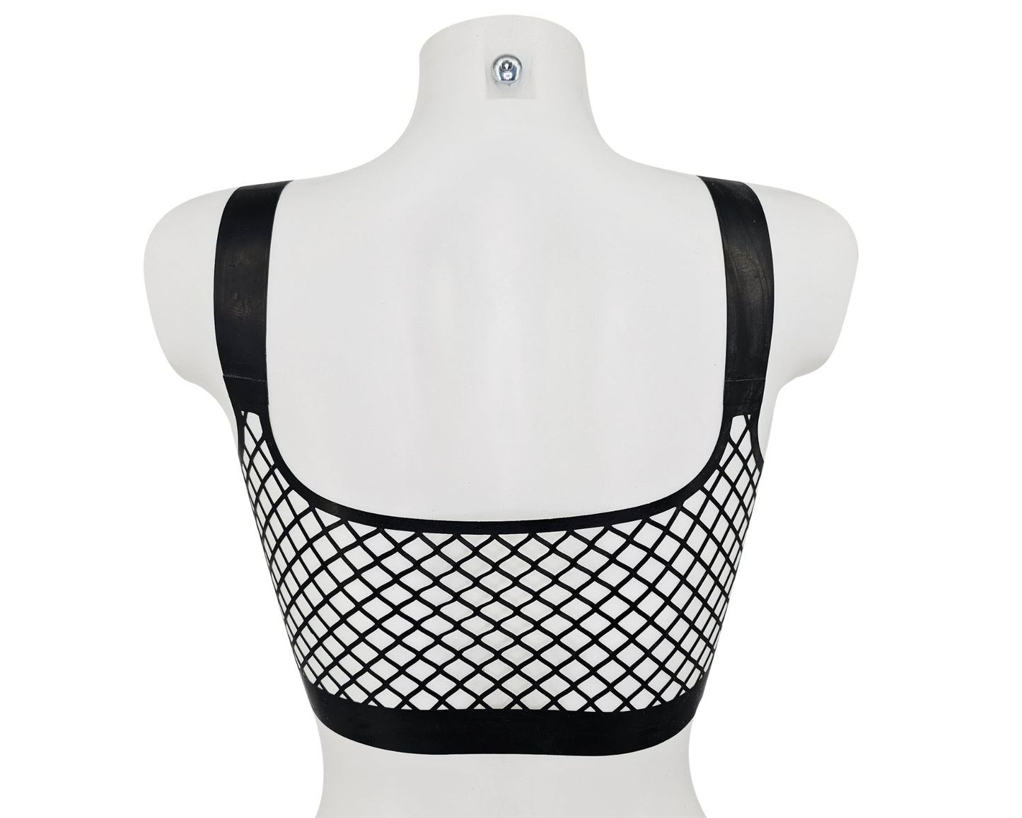 Lasercut latex fishnet crop top black - Lottielatex
