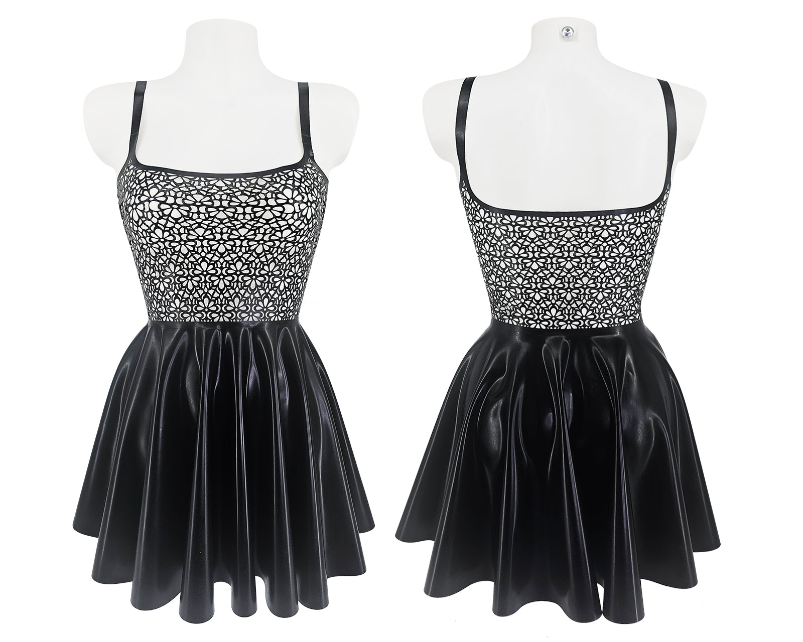 Lasercut latex lace skater dress - Lottielatex latex dress handmade in Belgium
