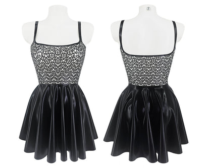 Lasercut latex lace skater dress - Lottielatex latex dress handmade in Belgium