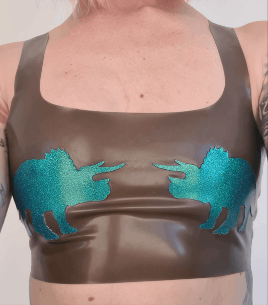 Latex crop top with dinos lottie latex