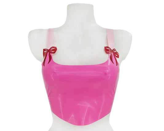 Latex longline corset cut top with lasercut bows - Lottielatex