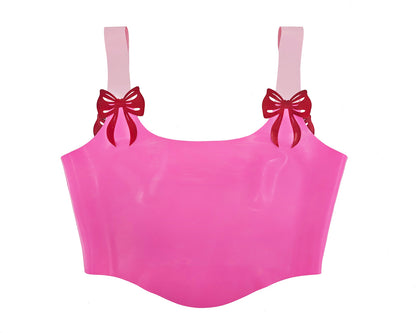 Latex longline corset cut top with lasercut bows -Lottielatex