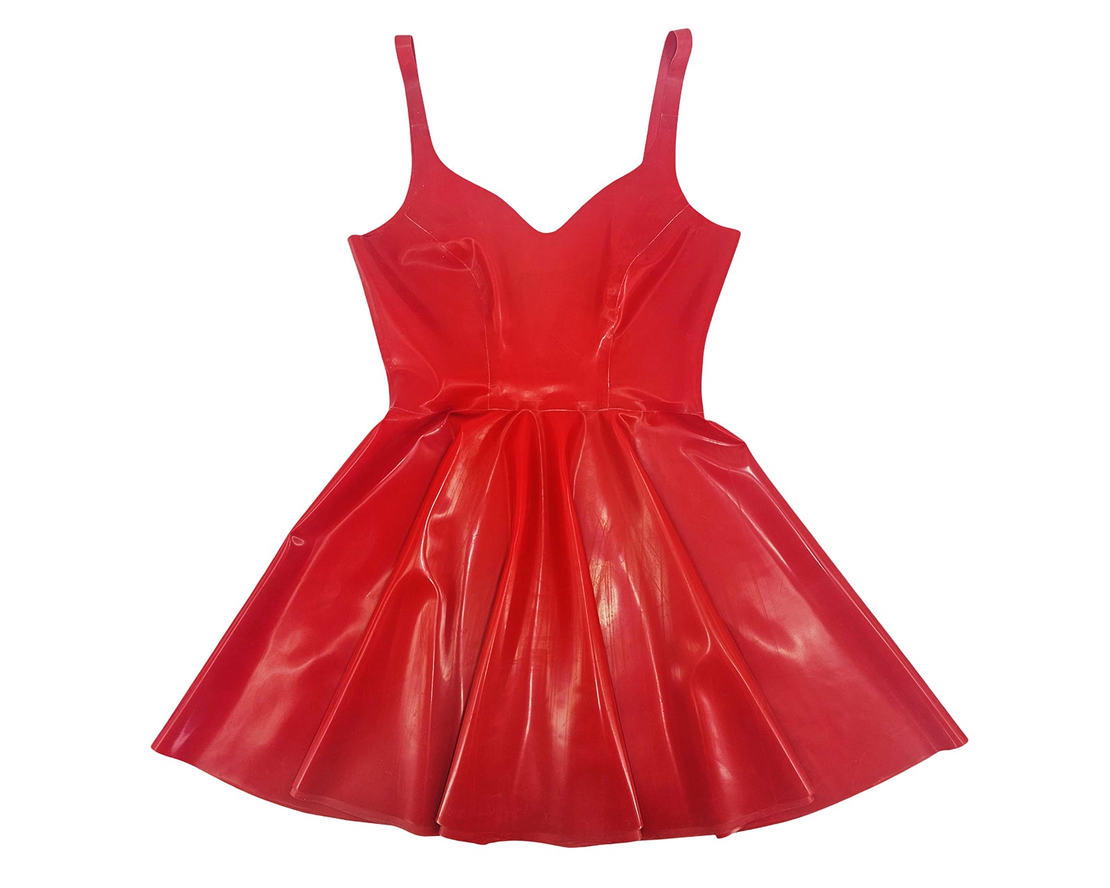 Latex panelled sweethart skater dress - Lottielatex latex clothing