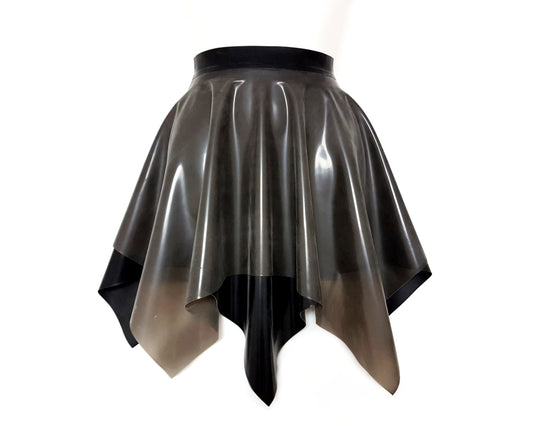 Latex 2 layered full circle skater skirt with pointed edges