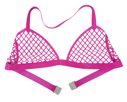 Haut de bikini dos nu en résille de latex découpé au laser