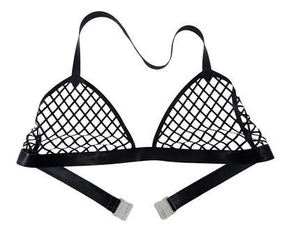 Haut de bikini dos nu en résille de latex découpé au laser