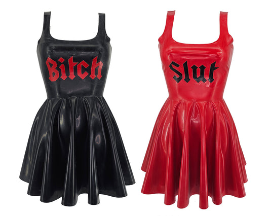Robe patineuse en latex pour salope (texte personnalisé possible)