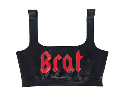 Latex Slut / Bitch / Brat text crop top (custom text possible)