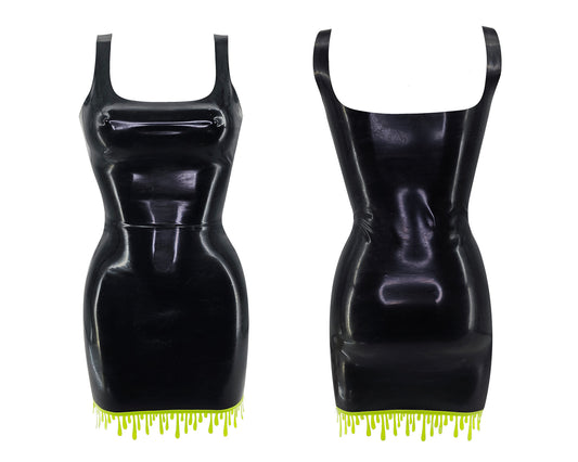 Drip trim latex vest mini dress