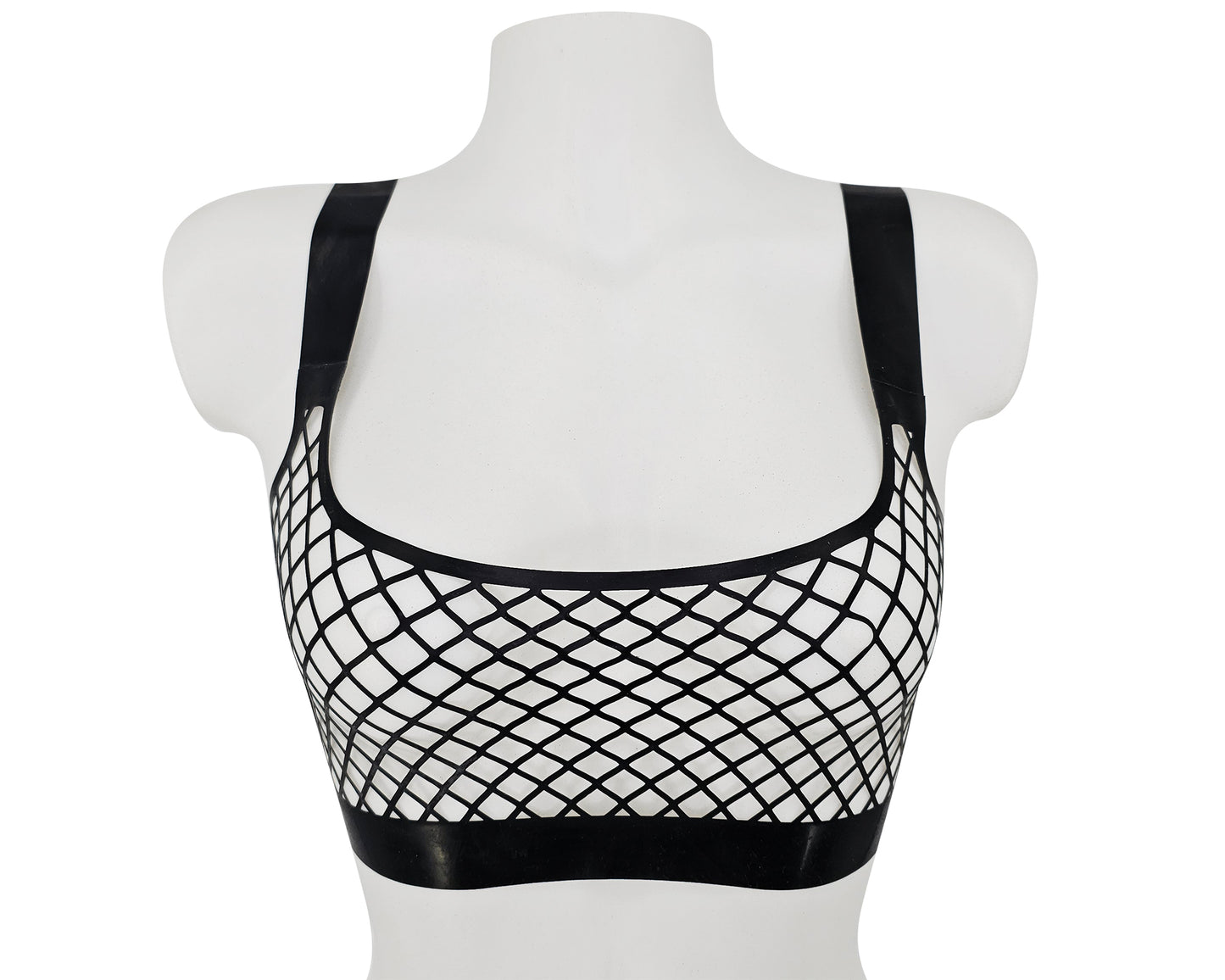 Lasercut latex fishnet crop top