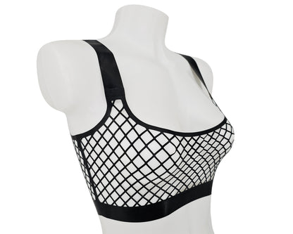 Lasercut latex fishnet crop top