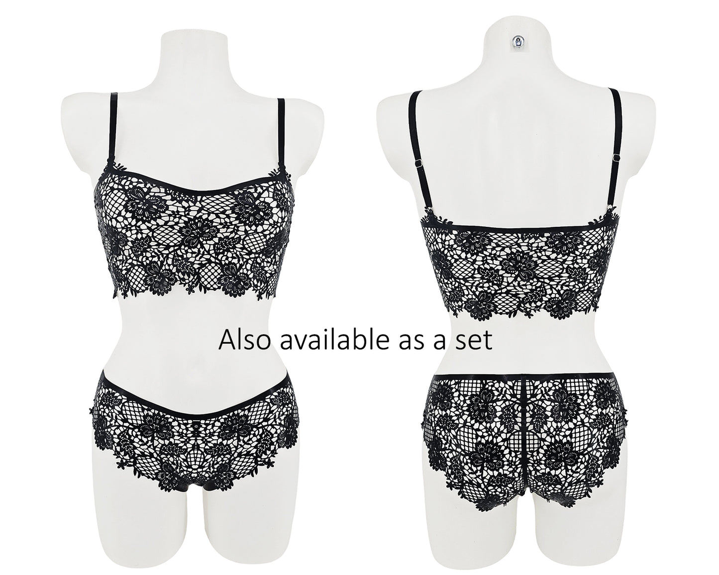 lasercut latex flower lace panties top set