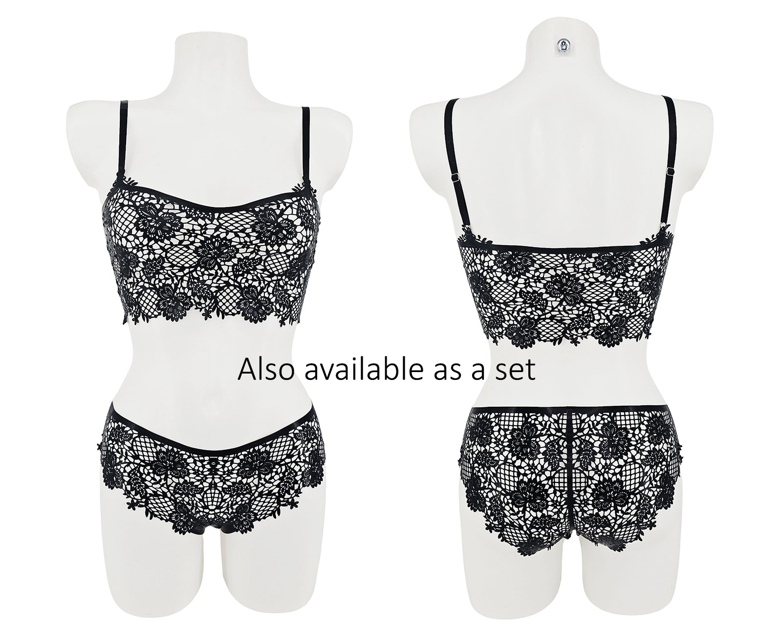 lasercut latex flower lace panties top set