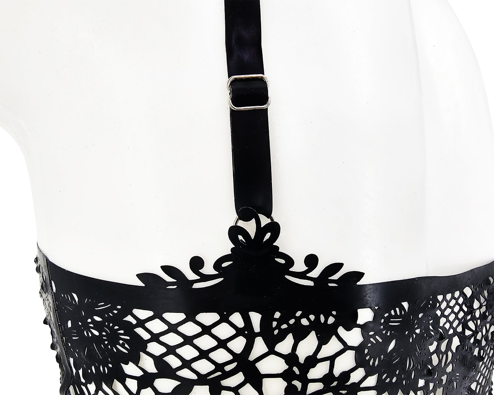 lasercut latex flower lace top