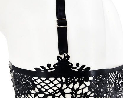 lasercut latex flower lace top