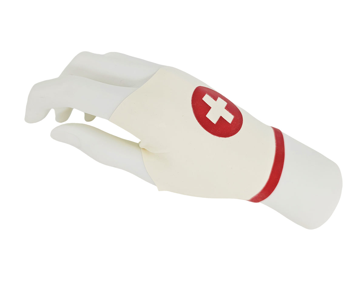 Latex nurse cross gauntlets