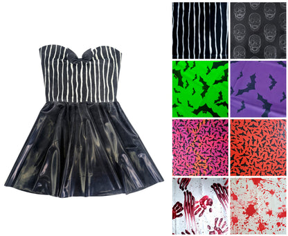 Halloween latex bandeau skater dress (with or without neck strap)