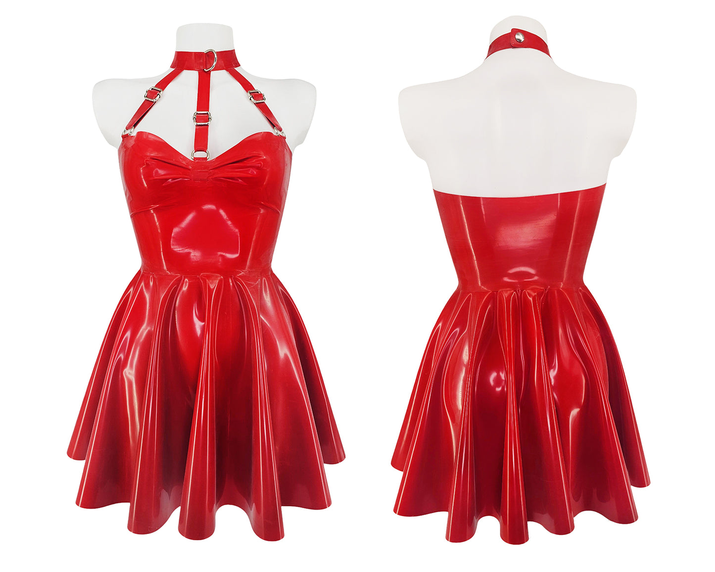 READY TO SHIP Sizes S to XL Latex harness bandeau skater dress