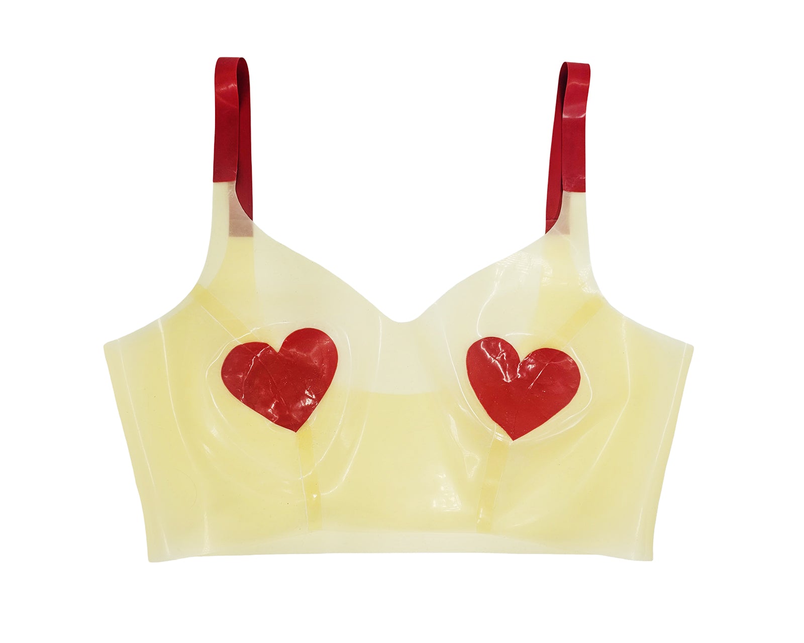 Latex panelled sweethart crop top with heart appliques - Lottielatex