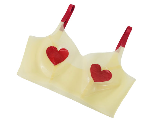 Latex panelled sweethart crop top with heart appliques - Lottielatex