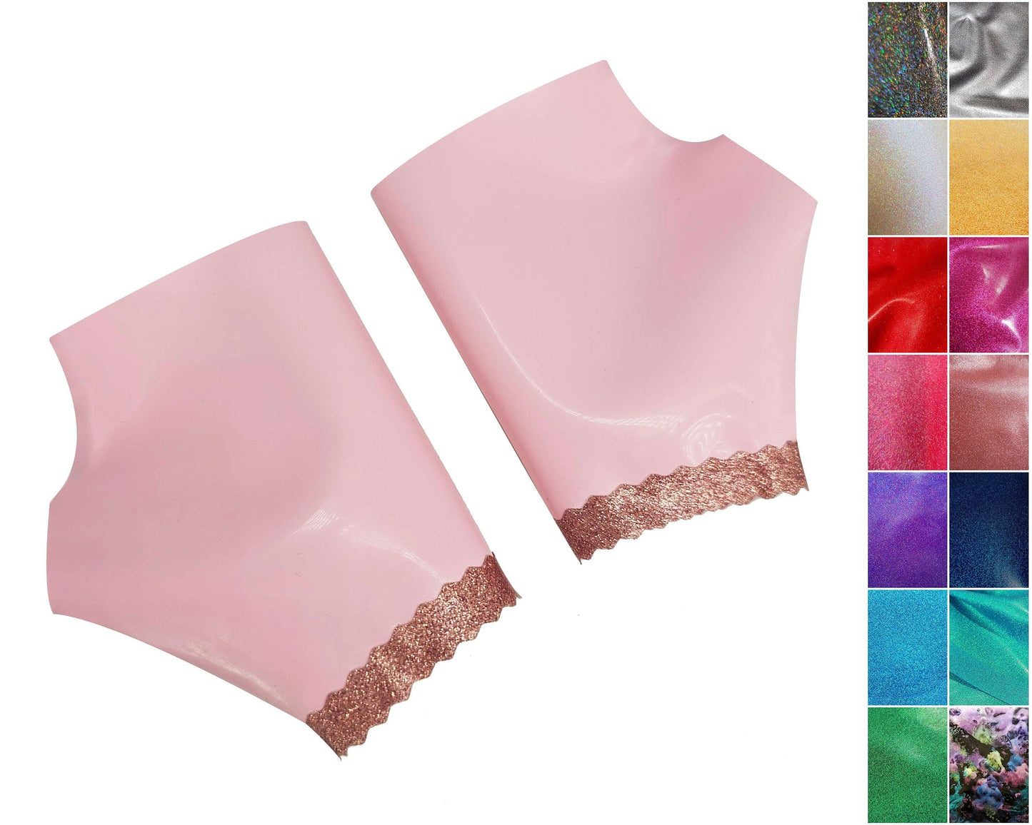 Latex (glitter) zigzag trimmed gauntlets