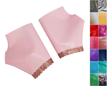 Latex (glitter) zigzag trimmed gauntlets