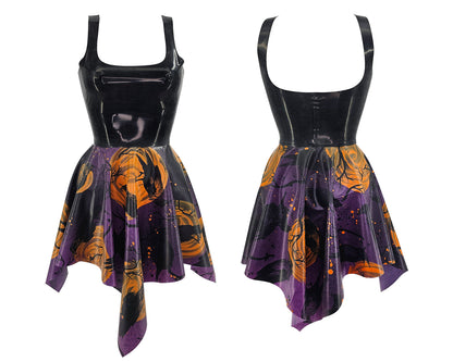 READY TO SHIP SIZE M Latex crow skater dress (square or circle skirt)